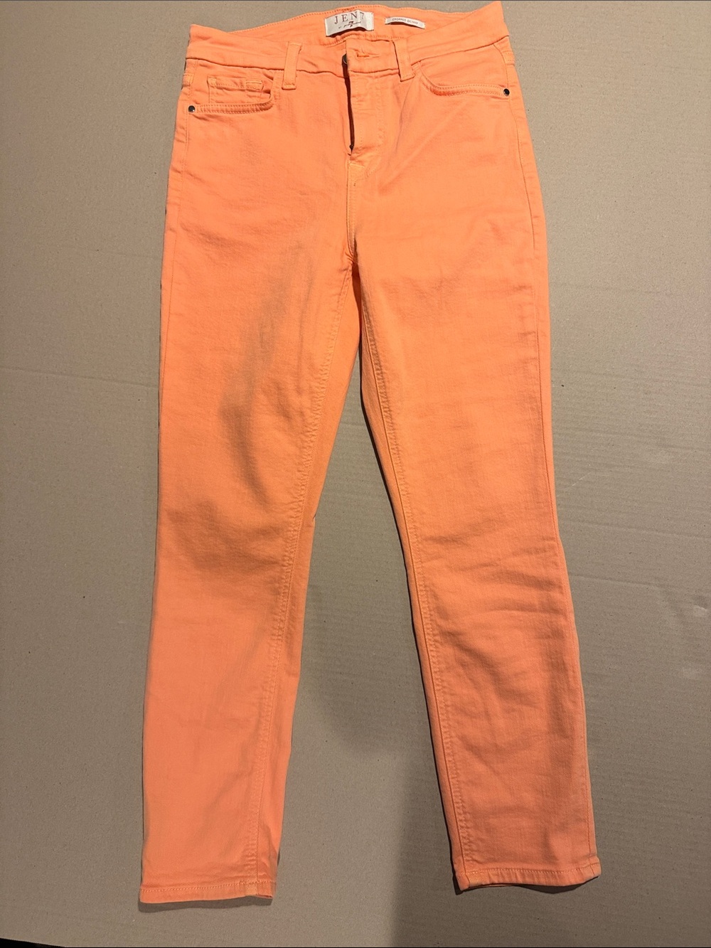 Women's Skinny Jeans in Vibrant Coral-Orange